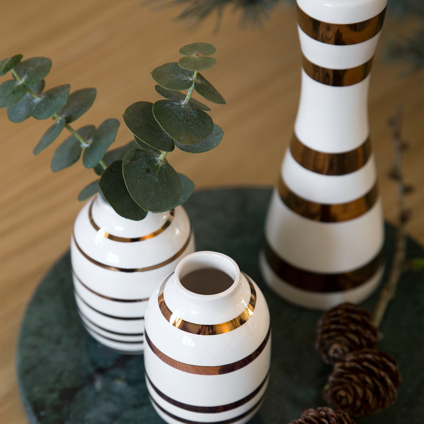 Kähler, Omaggio Lysestage, Gull, H20 cm