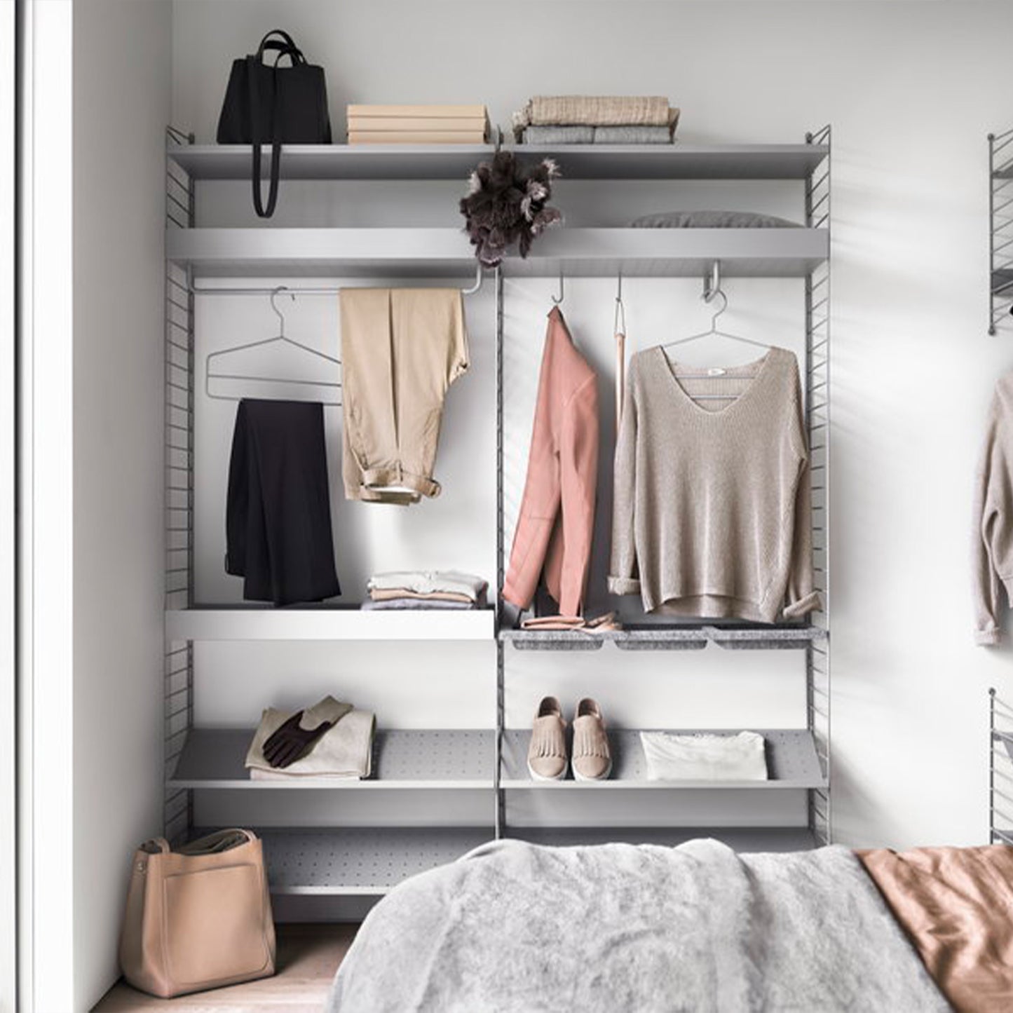 String Kleshenger For Metallhylleplate 4 stk, Hvit