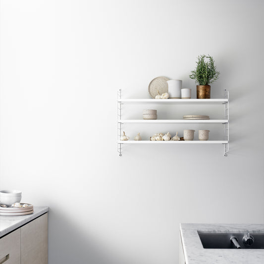 String hyllepakke 3.pk. 78 x 20 cm. Hvit. Bestillingsvare.