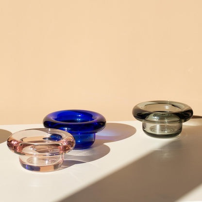 Nedre Foss Sirkel telysholder, kobolt blå.