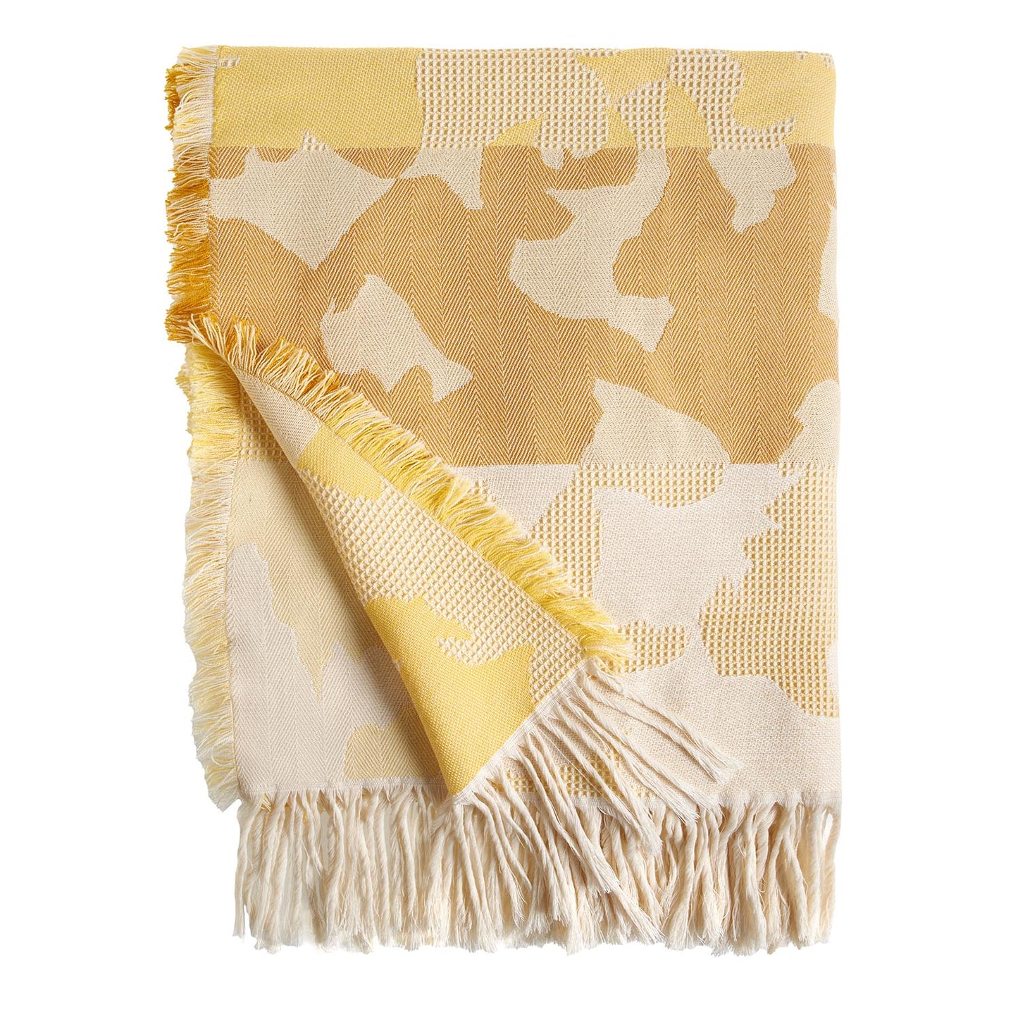 Plesner Patterns "Heritage" pledd i gult.