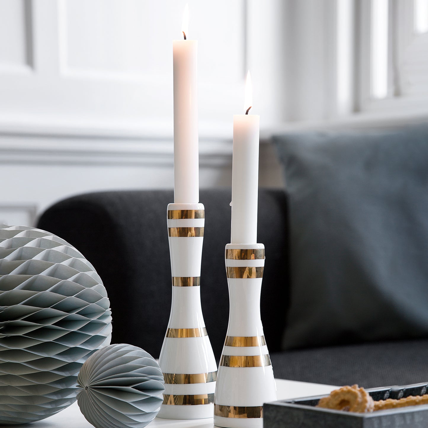 Kähler, Omaggio Lysestage, Gull, H24 cm