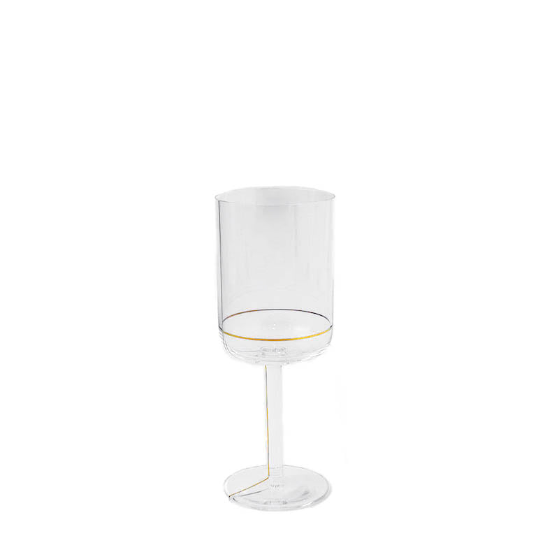 HAY Colour Red Wine Glass with Gold Lines