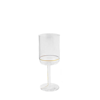 HAY Colour Red Wine Glass with Gold Lines