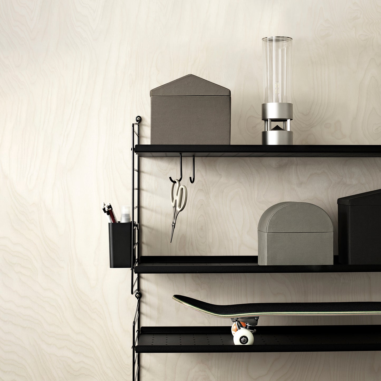 String metallhylleplate lav kant 58x30 cm. 1-pakk, Sort